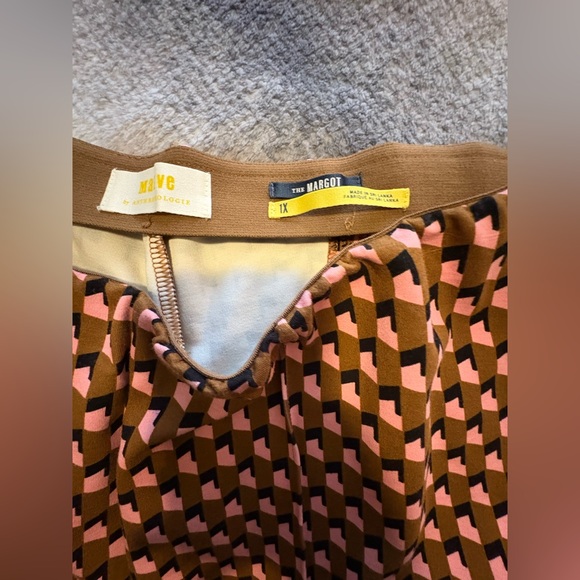 (B3) Maeve The Margot Brown Pink Anthropologie Free Kick-Flare Cropped Pants 1X - Picture 11 of 12
